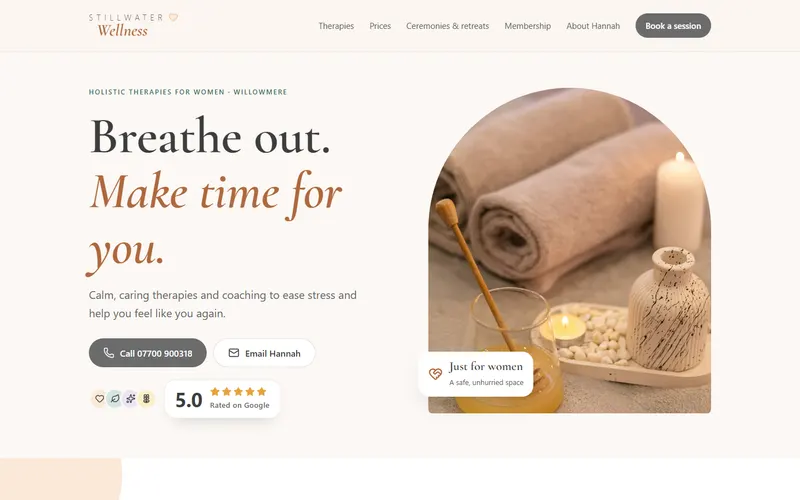 Desktop view of the Stillwater Wellness design